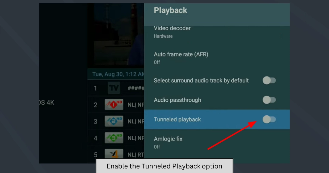 tunneled playback option